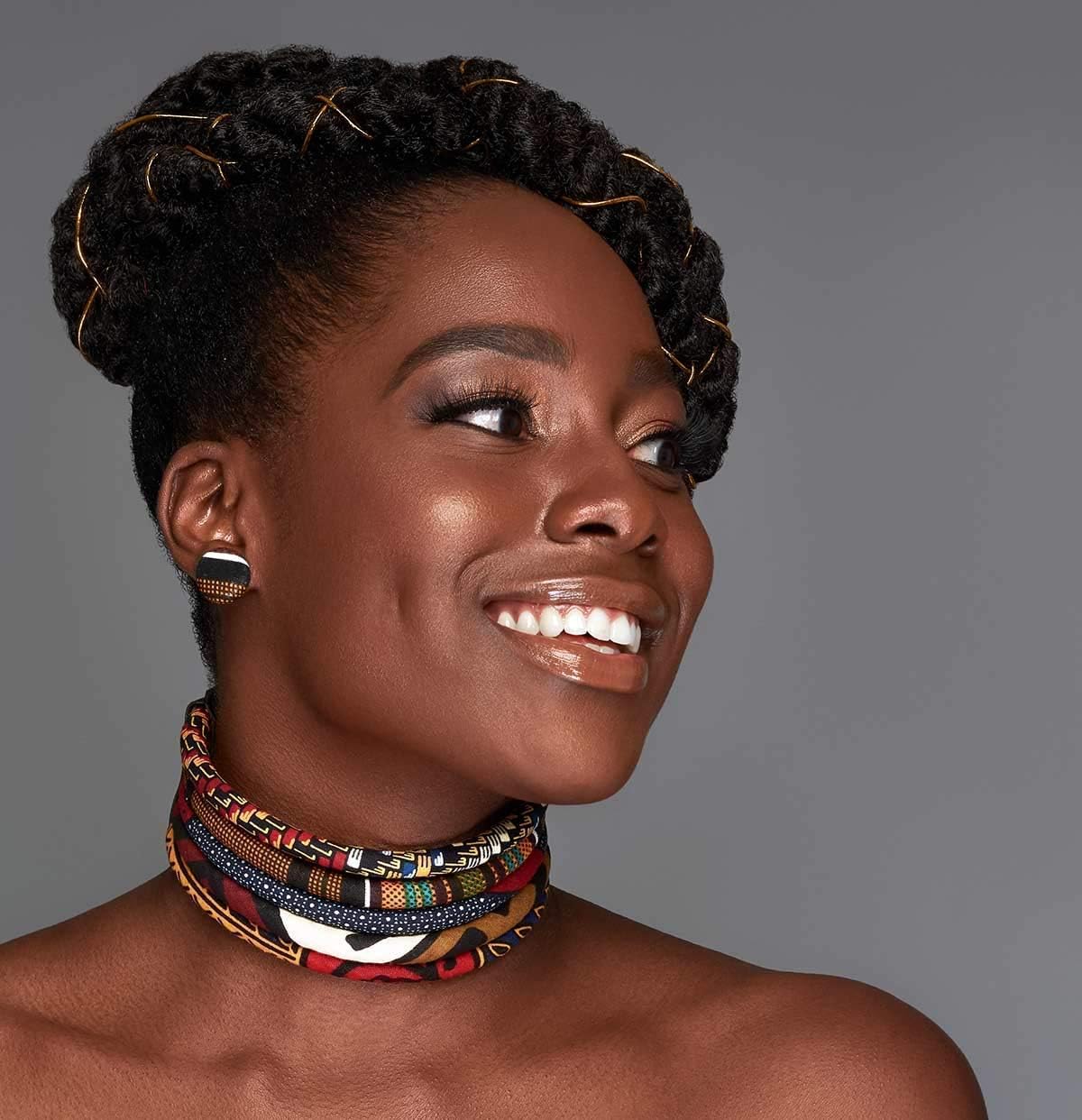 African Cloth Choker | African Print 5 Strand Choker | The Monarch Kente Choker | African Choker | Brown, Black, Marron, Blue, Red | Africa Foulard | Ketepa Choker | Cloth & Cord