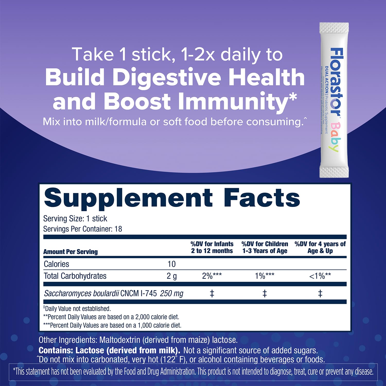 Florastor Baby Daily Probiotic Powder, 18 Powder Sticks — Amazon image 2