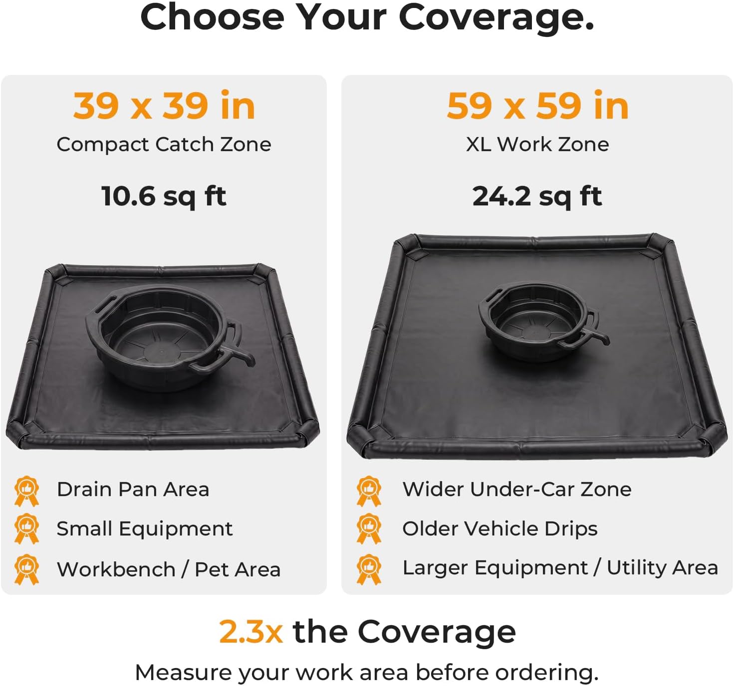 Oil Spill Mat for Garage Floor, 59" x 59" Oil Change Mat with Raised Edge image 5