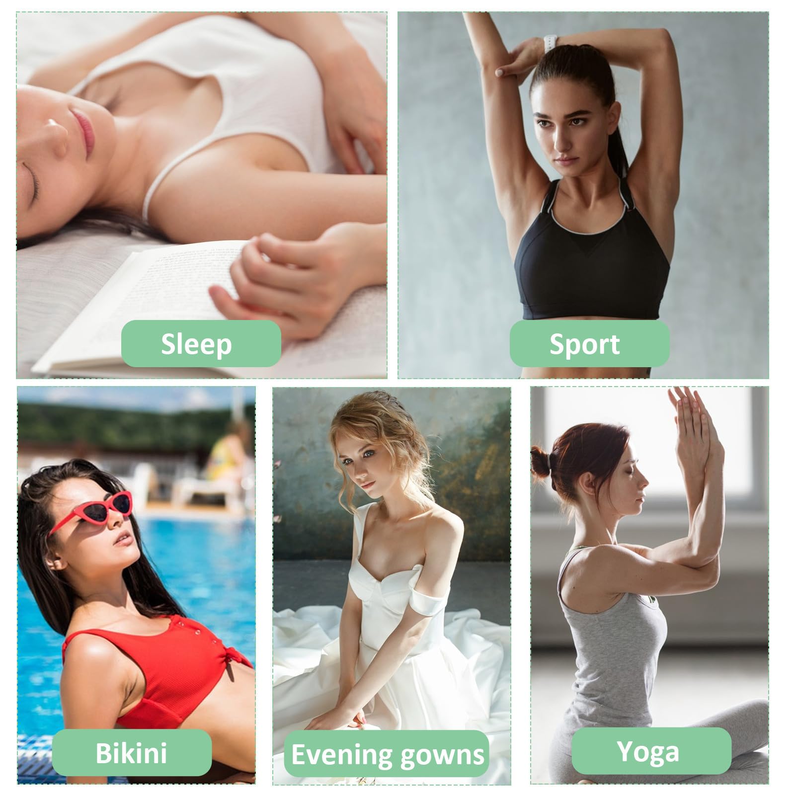 Uonlytech para Sujetador de Fibra Elástica y Poliéster 12 Pares de Almohadillas Cómodas y Transpirables para Vestidos de Noche y Trajes de Baño