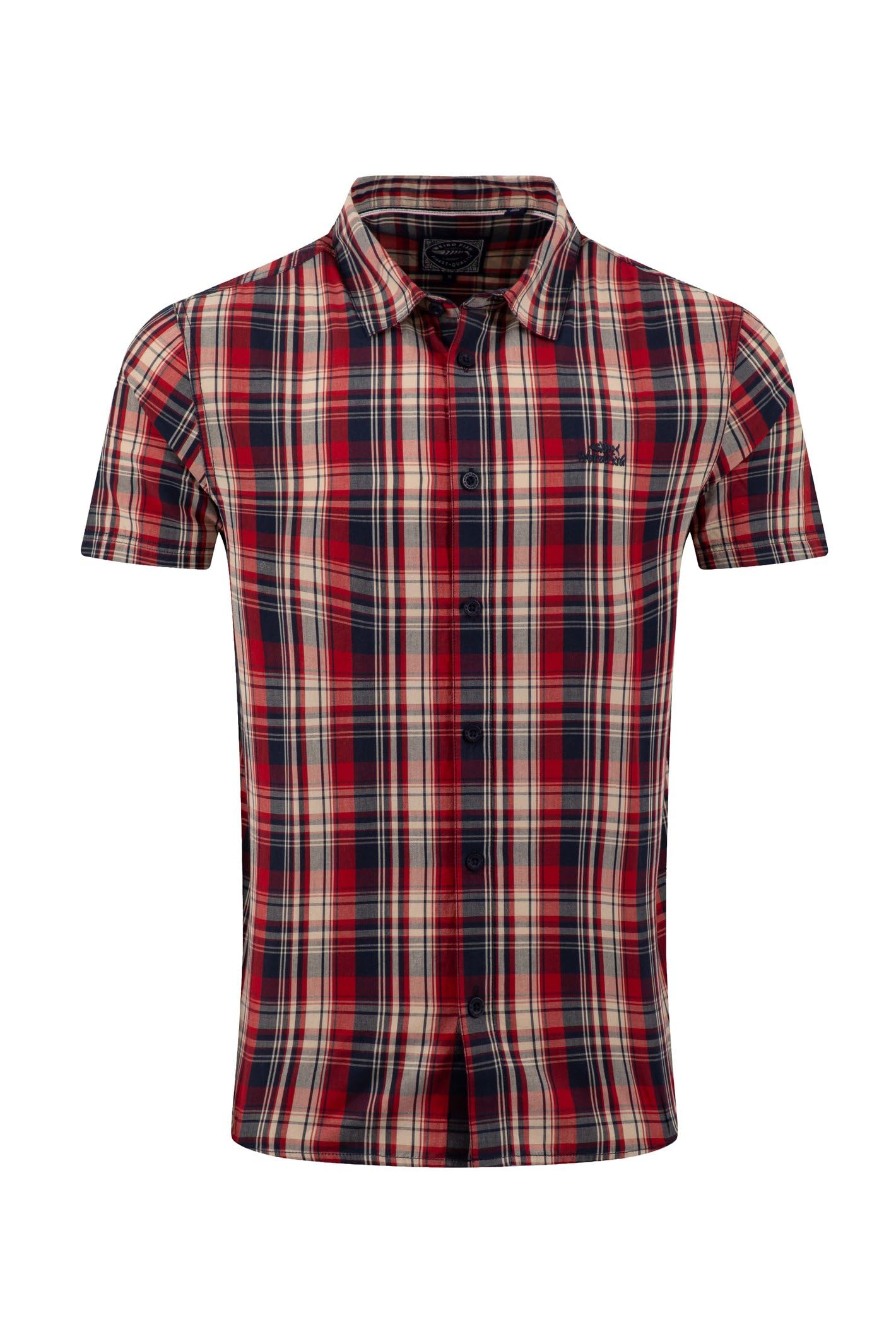 Weird Fish Men's Dark Blue Judd Short Sleeve Check Shirt Size M