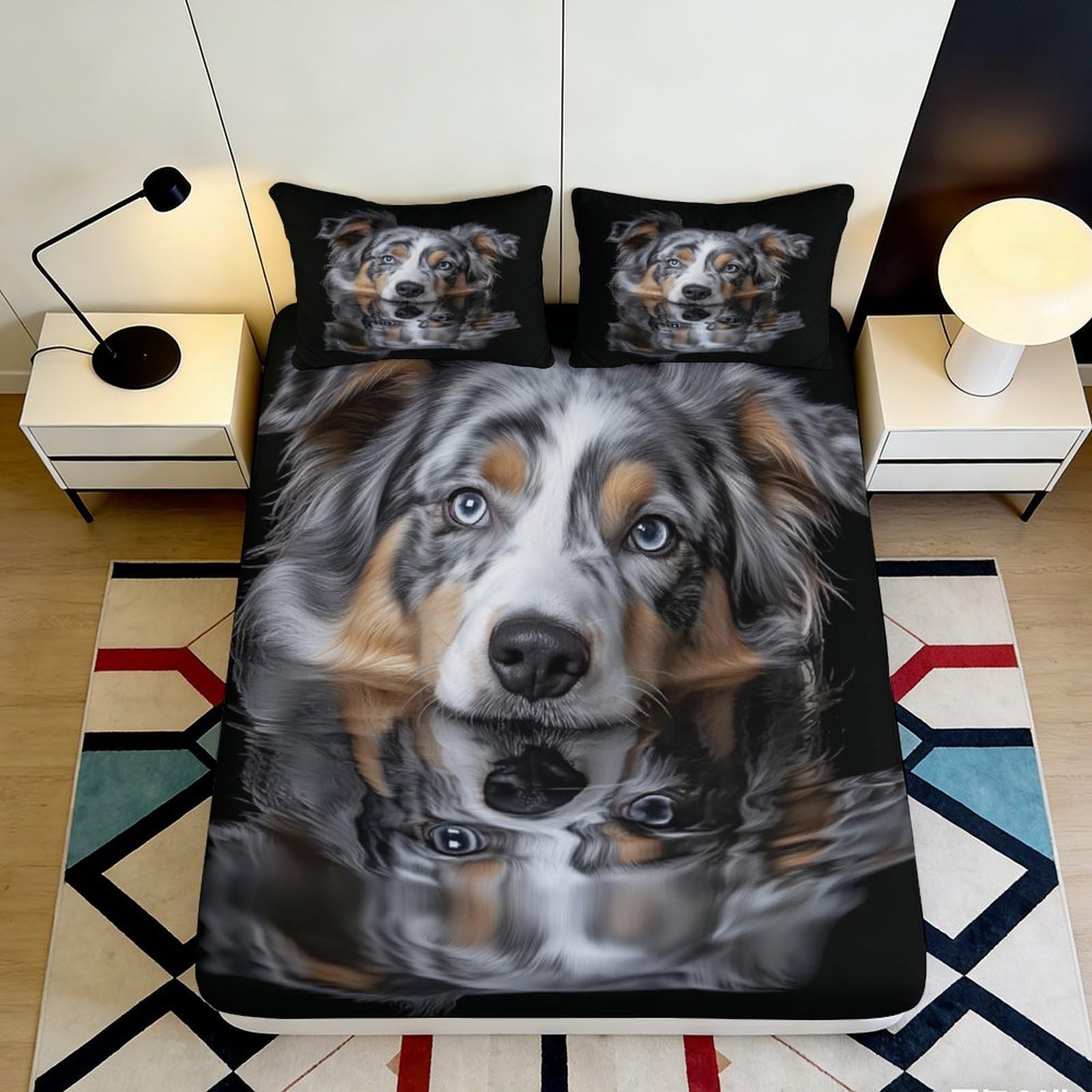 Jqzkxnhpbr Style-6 3D Printed Realistic Dog Fitted Sheet Microfiber Soft Anti-Slip Bed Cover For Bedroom Guest Room Teen Decor Easy Care 90X200x25cm