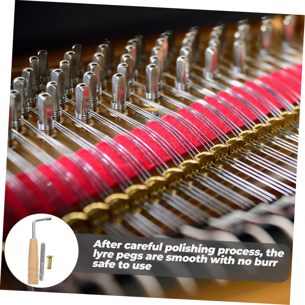 GALPADA 1Set Durable Lyre Harp Tuning Pin Accessories with Wrench Essential Musical Instruments Turn Pin Supply for Beginners and Professionals