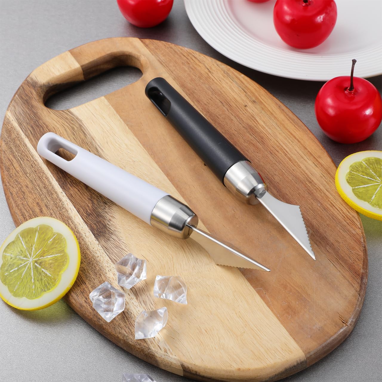 VILLCASE 2 Pcs V-Shaped Fruit Carving Knives, Stainless Steel Garnish Tools — Amazon image 5