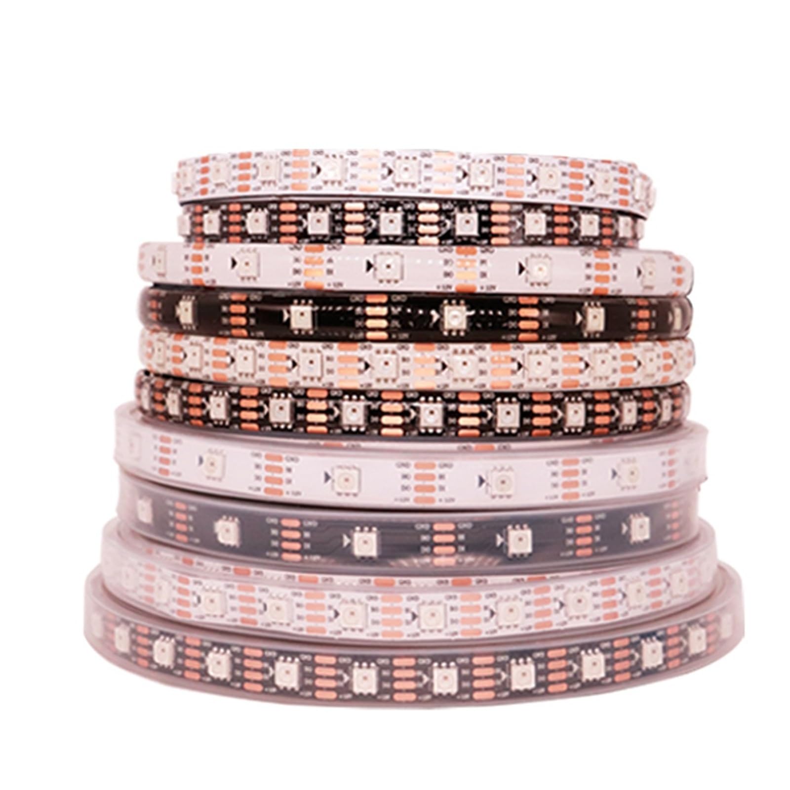Tira de LED RGB WS2811 WS2812B WS2813 WS2815 direccionable individualmente DC5V 12V IP30 IP65 IP67(WS2815,WHITE PCB_4M 60 IP65)