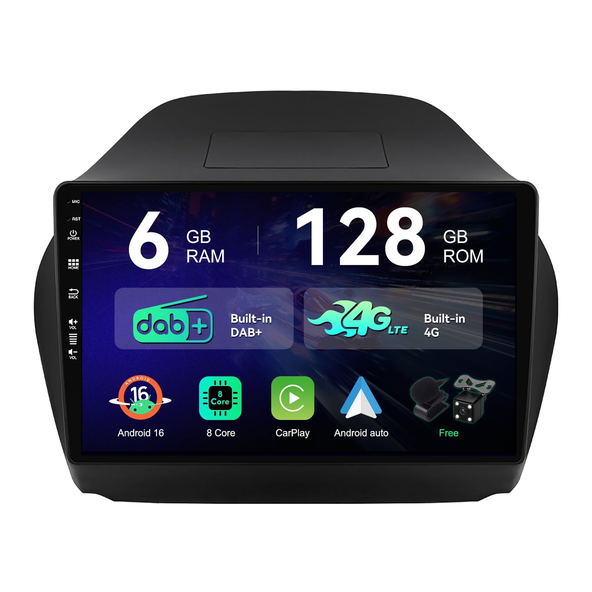 [6G+128G | Intégré Dab+ 4G] - MSD Autoradio pour Hyundai IX35 (2010-2017) | Android 16 GPS Navi Radio | Carplay Android Auto Volant Dual Band WiFi DSP | Caméra MIC | Octa-Core 2 Din 10.1 Pouce