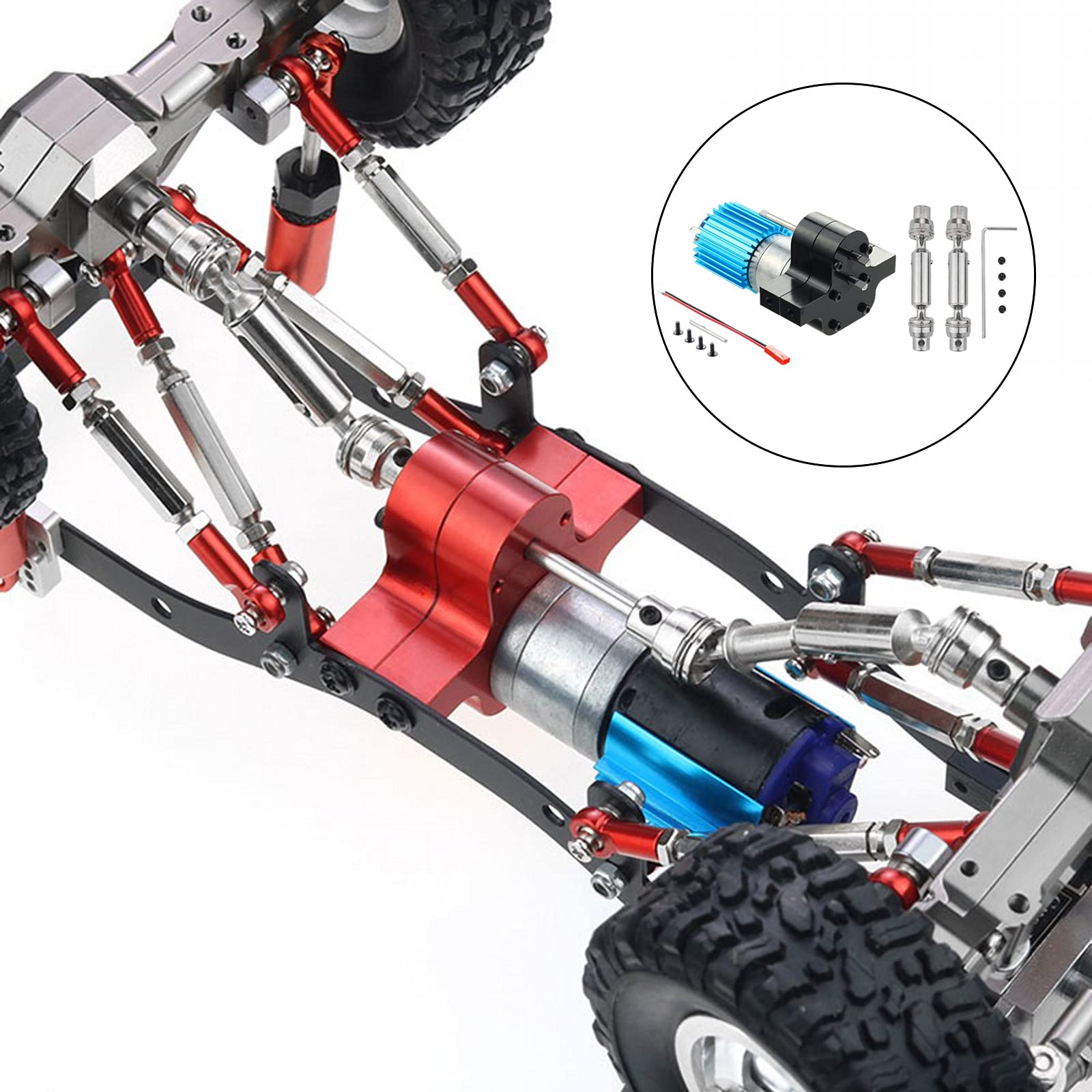 Eje de Transmisión Metálico para Coche RC, Motor 370, Soporte de Motor de Aleación de Aluminio, Disipador de Mecanizado por CNC, Negro