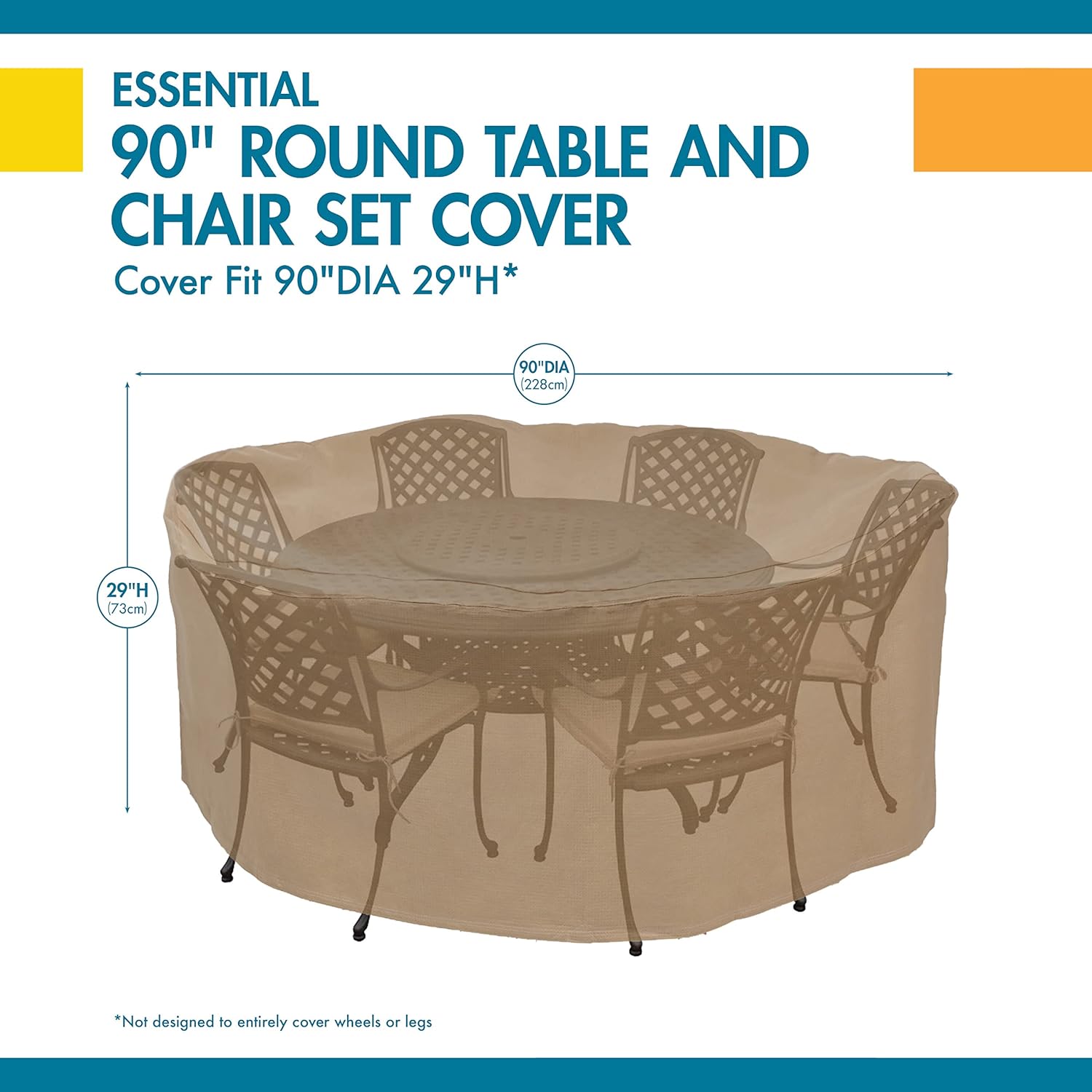 DUCKCOVERS Essential Water-Resistant 90 Inch Round Patio Table & Chair Set Cover, Outdoor Table Cover