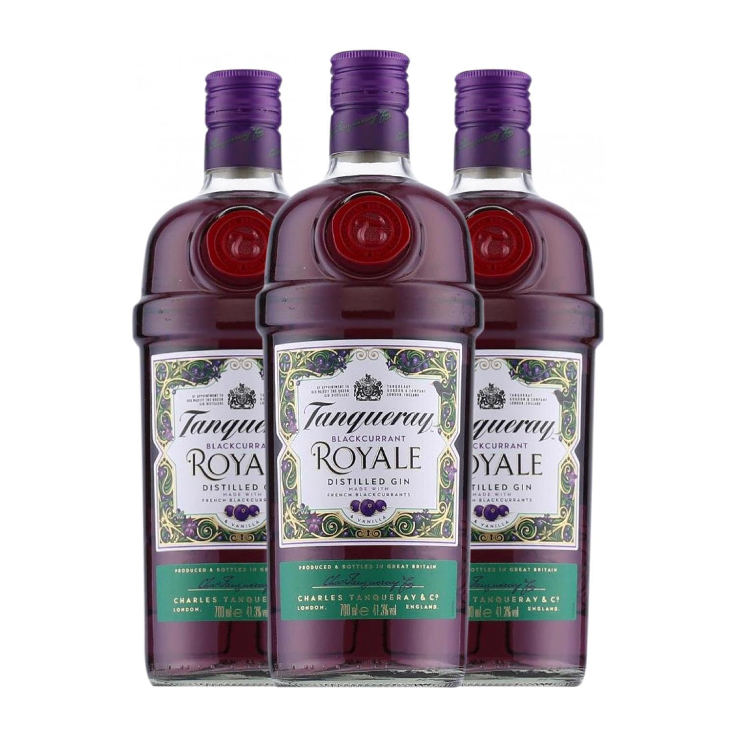 Ginebra Tanqueray Blackcurrant Royale Gin 70 cl (Caja de 3 Botellas de 70 cl)