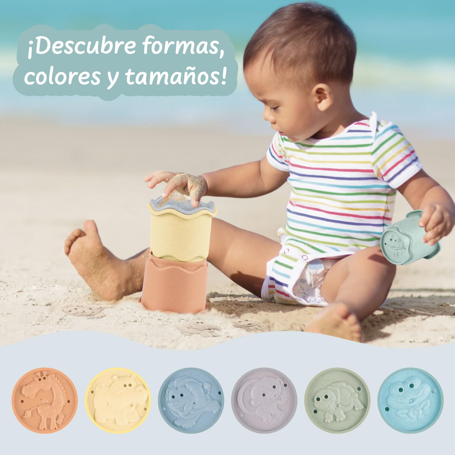 Science4you Vasos Apilables Bebé 3 en 1 – Juguete Apilable con 6 Vasos, Baño Playa Interior, 6 9 12 Meses+ — view 4