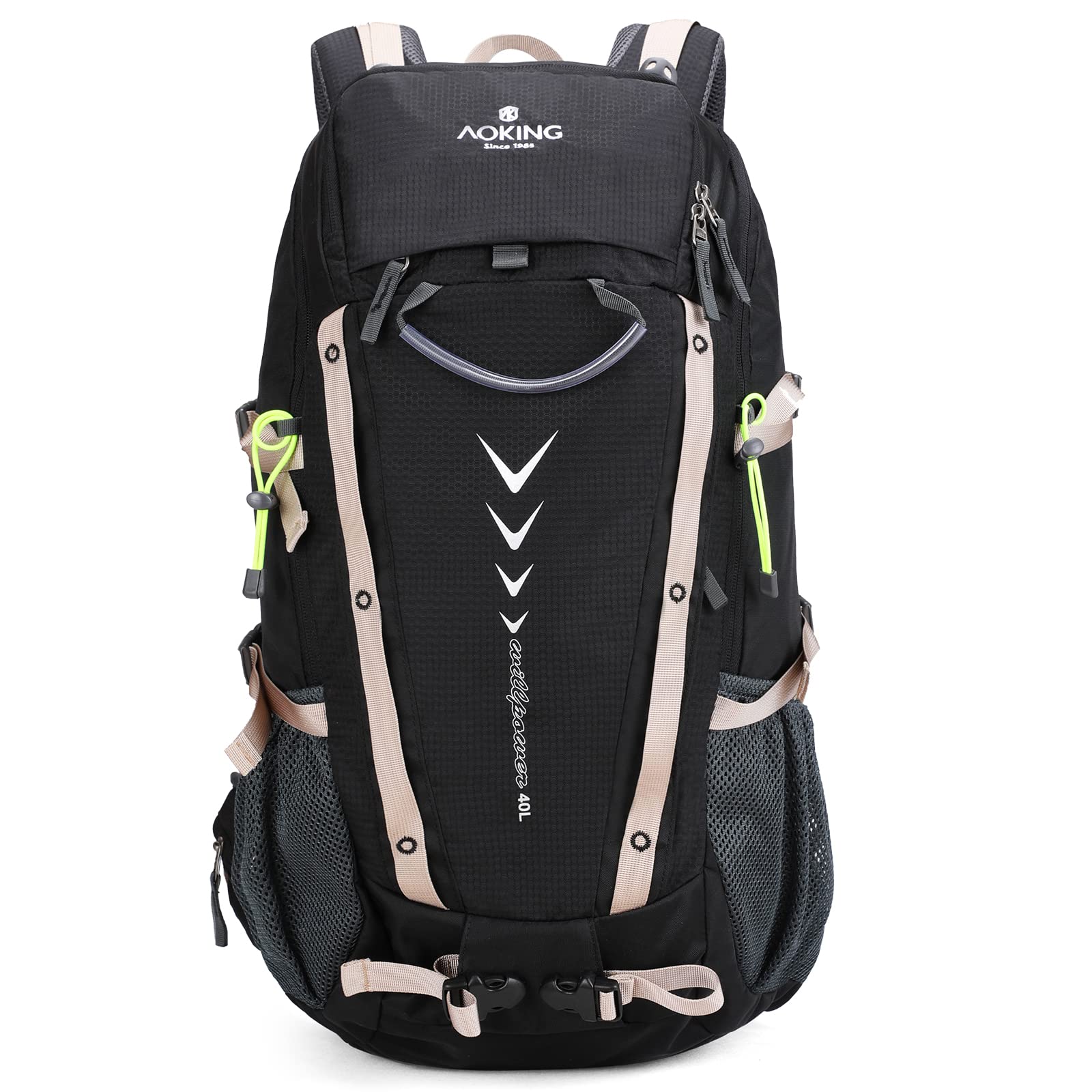 Aoking Sac à dos pour la randonnée/escalade,éléments standards :panneau en maille amovible,imperméable,sifflet SOS,housse de pluie,options :poche à eau 2 litres,sacs de couchage