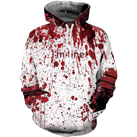ALISISTER Kapuzenpullover Herren Damen 3D Schrecklich Blutig Druck Halloween Hoodies Pullover Teens Beiläufig Langarm Festival Party Hooded Sweatshirts mit Taschen S