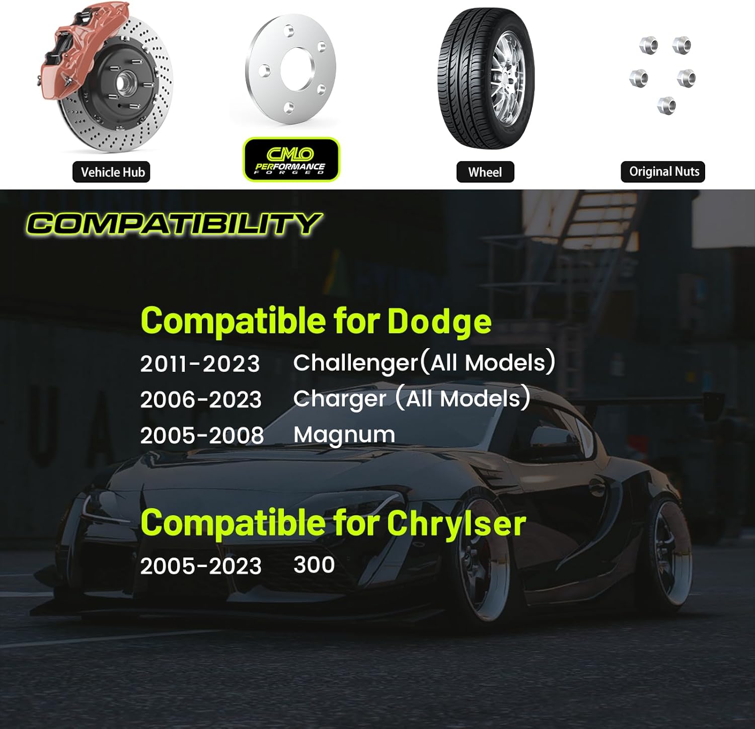 10mm Hubcentric Wheel Spacers 5x115 Compatible For Dodge Charger 2006-2022, Challenger 2008-2022, Magnum 2005-2008, Compatible For Chrysler 300c 2005-2022 (2pcs 71.6mm M14x1.5) Long Studs Required - Image 3