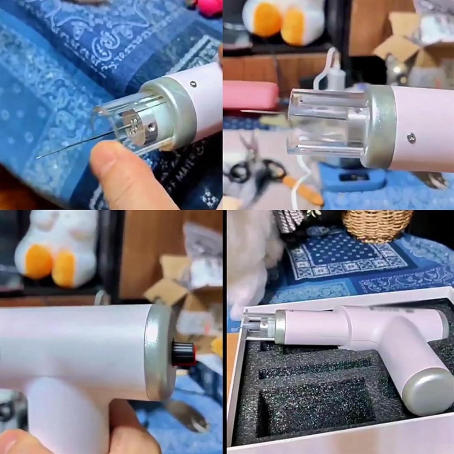 Electric Wool Felting Tool, Wool Felting Needle Tools, Craft Wool Felt DIY Stitch, Electric 4 Needle Quick Tool, Helping You to Shape Wool Felt, for DIY Craft Make