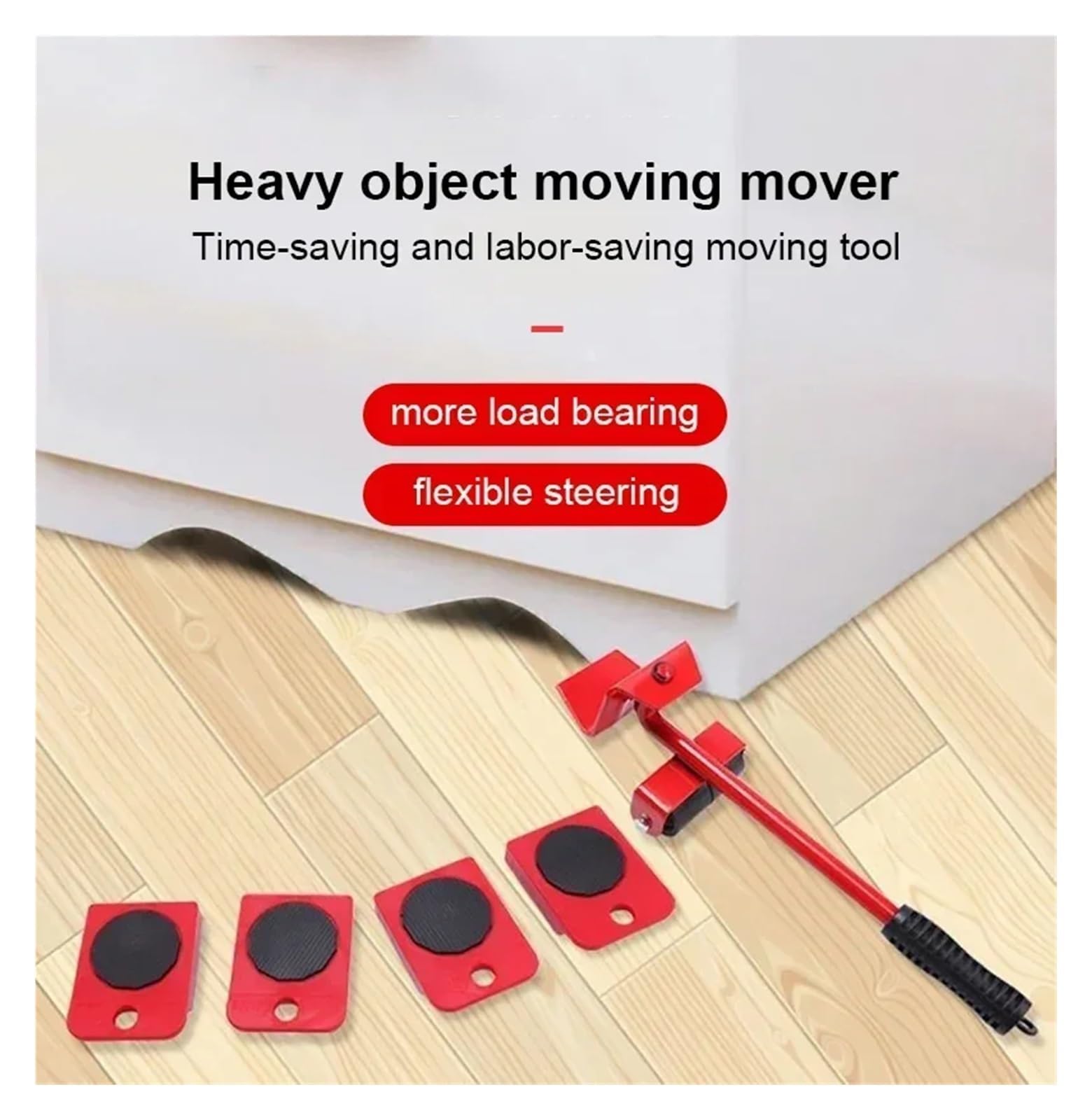 DuMoving Roller Set5PCS Nero Strumento di Sollevamento per Facile Trasporto & Rimozione di OggettiRuota Traslochi per Casa & Ufficio Uso