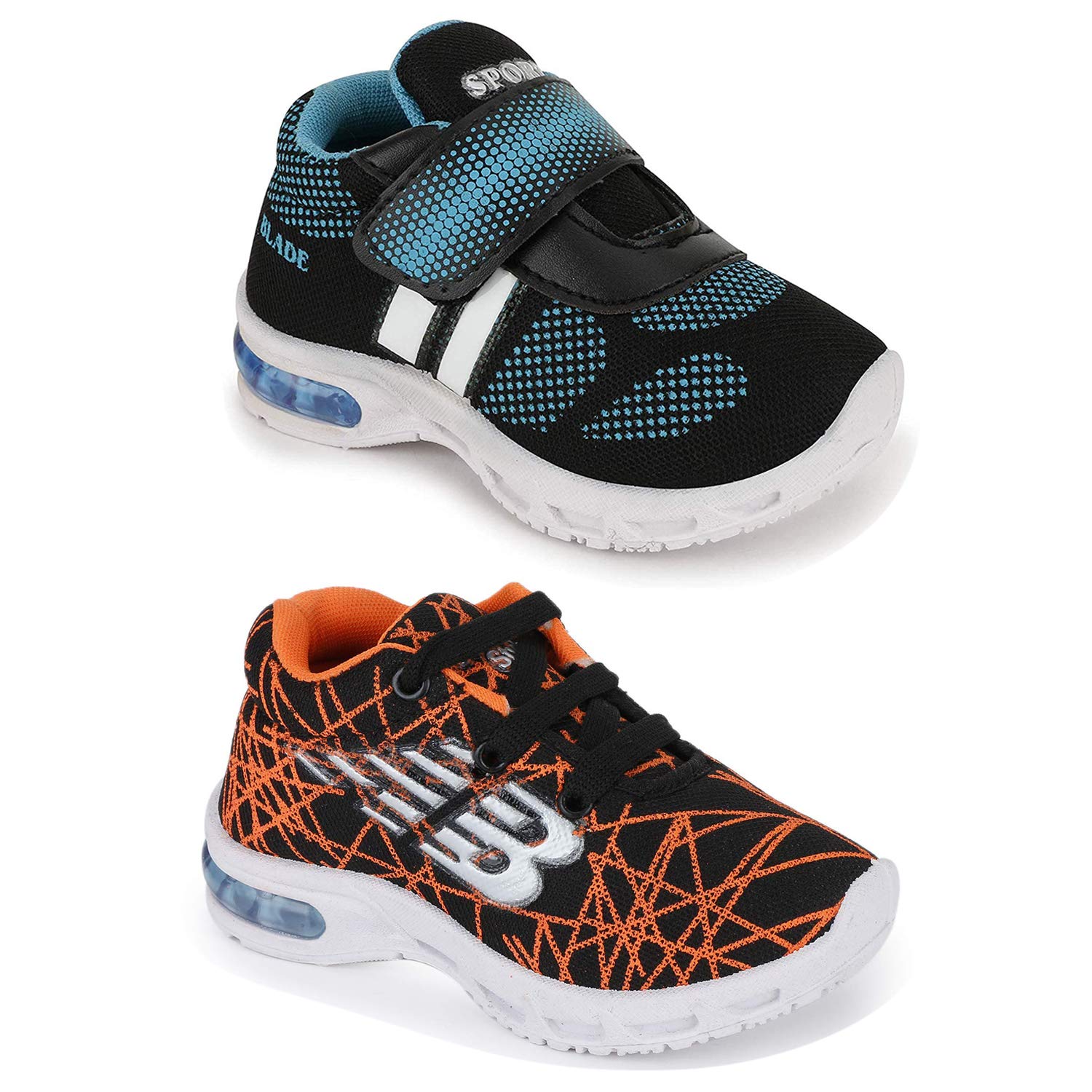 Kids Unisex Pullon LED Light Sports Running Combo Pair Shoes Multicolour for Baby Boys/Girls 15 Months to 4 Years L-4 and AB (Pack of 2 Pairs)