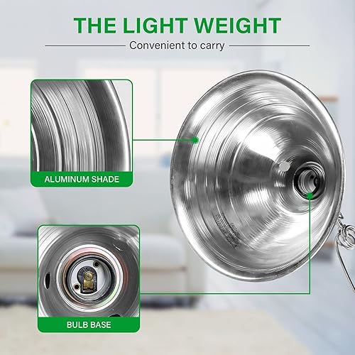 Miniatura 4 de Simple Deluxe Lámpara de abrazadera con reflector de aluminio de 8.5 pulgadas de hasta 150 W, enchufe E26 (sin bombilla incluida) cable 182 SPT-2 de