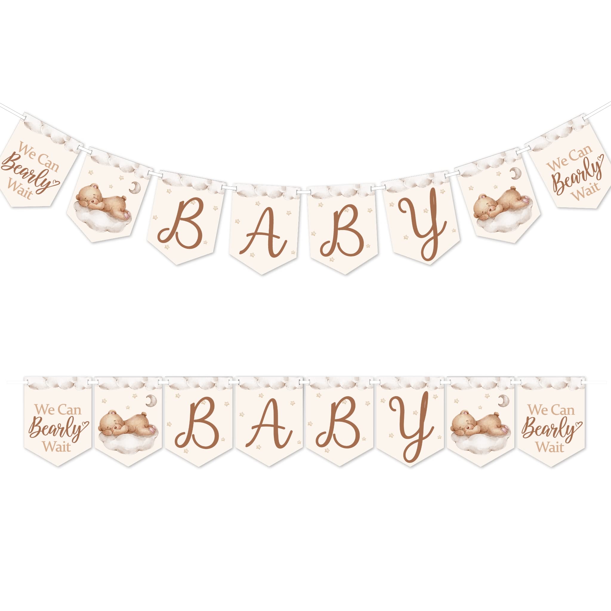 Pink Bee Parties Teddy Themed Baby Shower Banner 'BABY' - 8 Flag