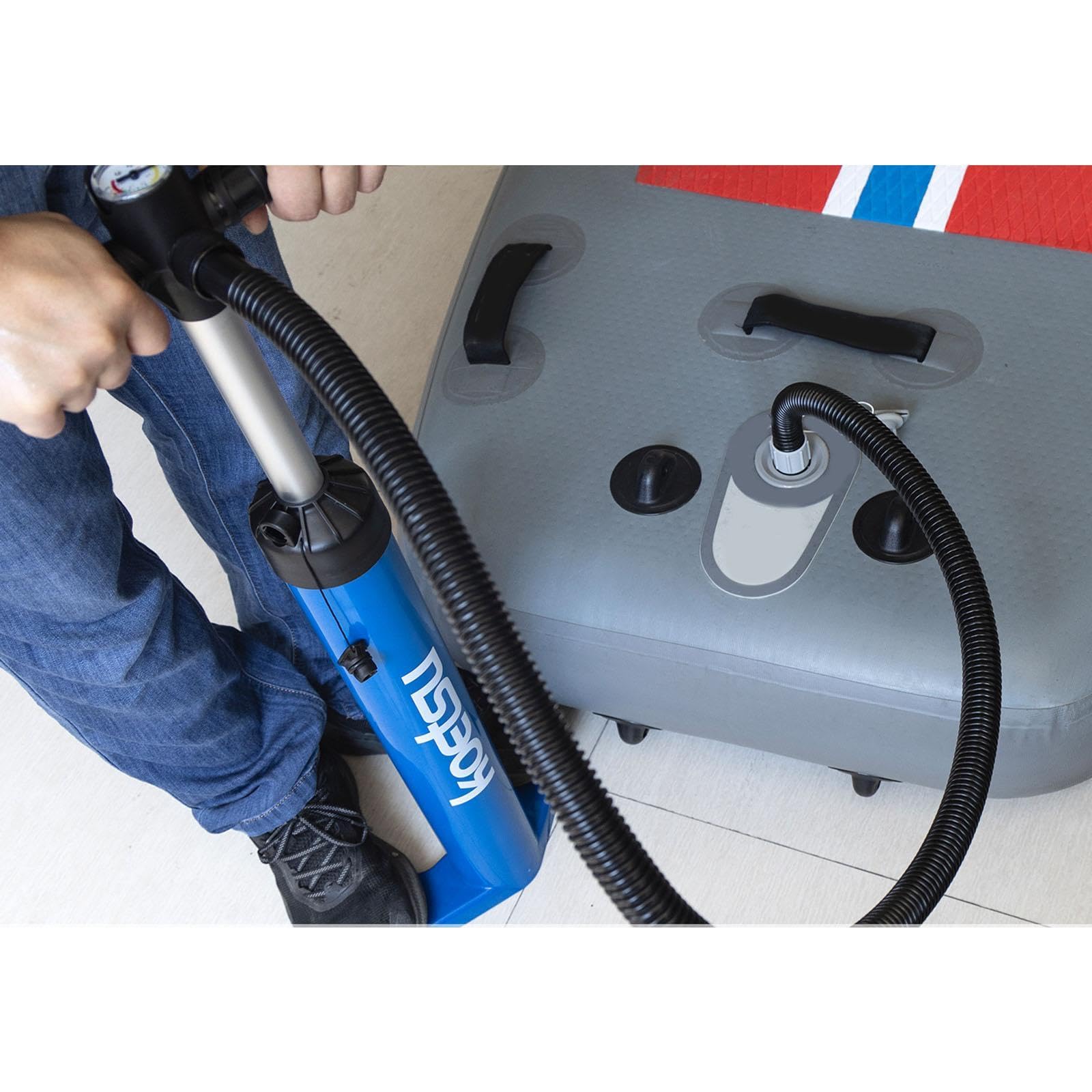 Pompa a Doppia Azione per Gonfiaggio E Sgonfiaggio, Ideale per Campeggio, Spiaggia E Viaggi.