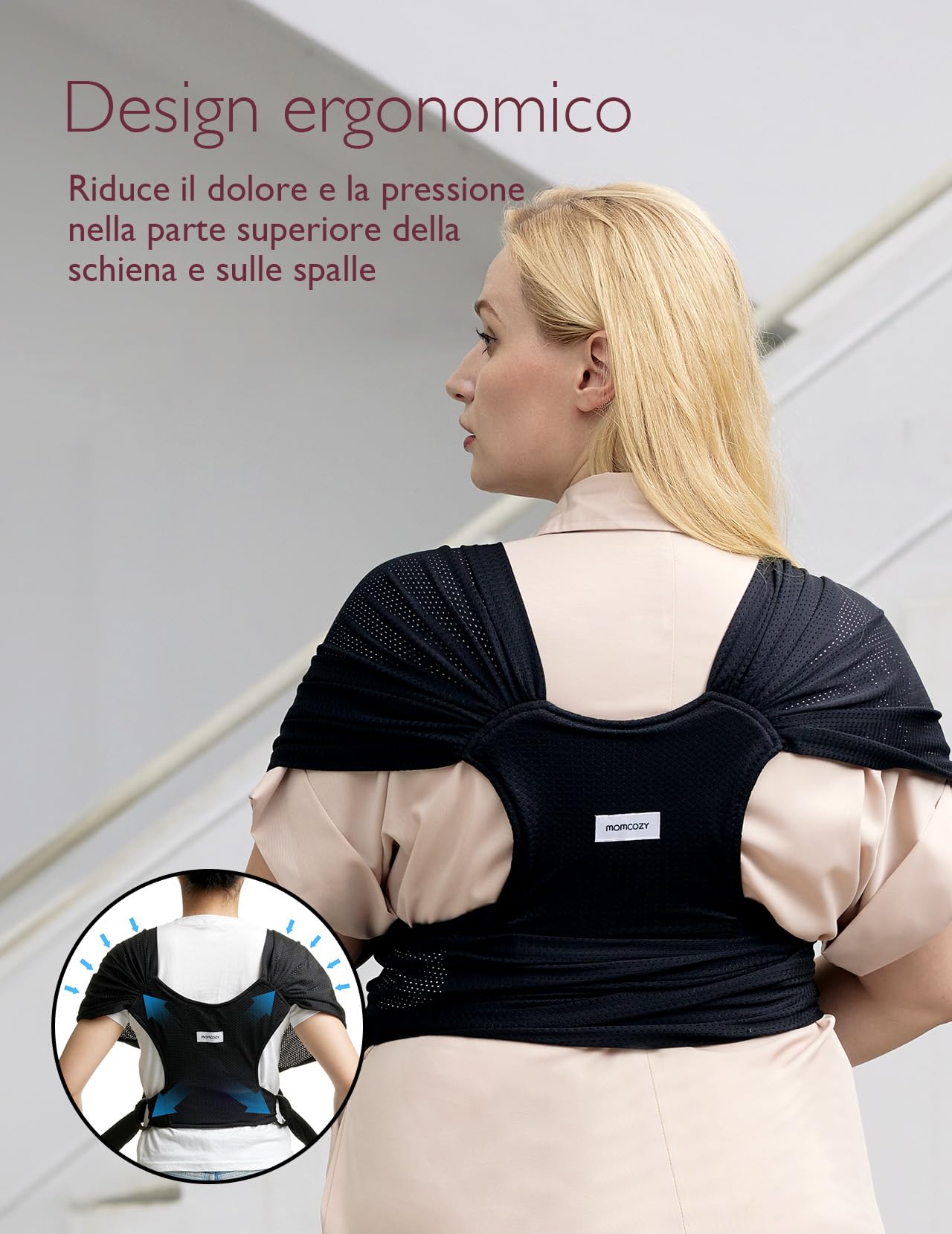 Momcozy Fascia Neonato AirMesh – Portabebè Estivo per l’Acqua (3,6–16 kg) – Traspirante e Leggero, Ideale per Piscina e Spiaggia, Nero
