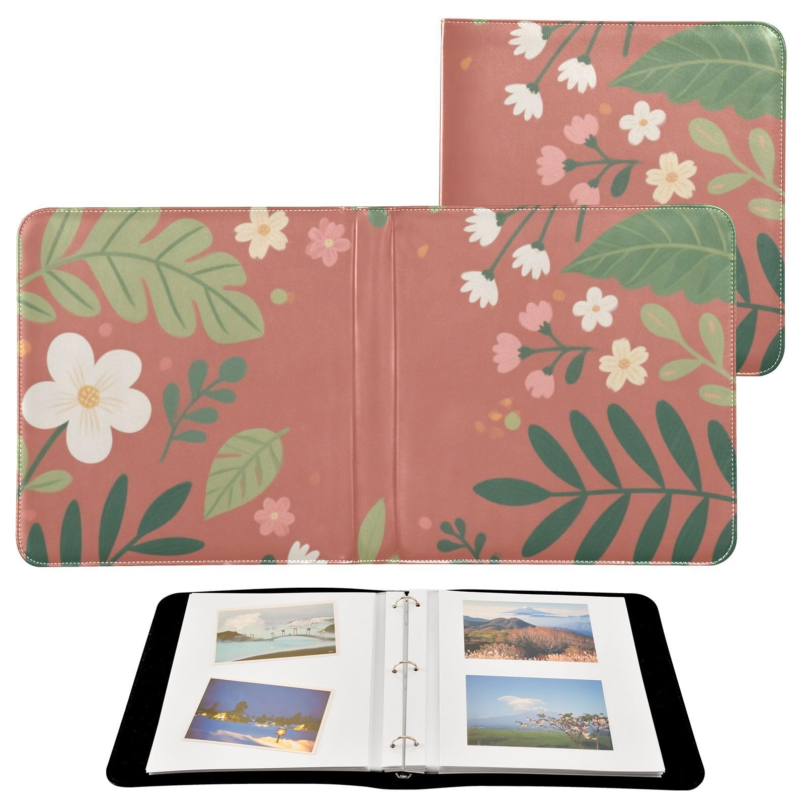 Photo Album 4x6, 5x7,6x8,Artificial Leather Photo Albums with 20 Detachable Sheets Plant Print for Family Wedding,Multi 28