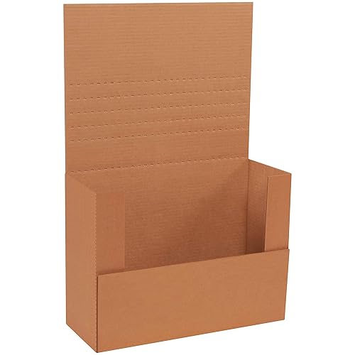 Aviditi Cajas de correo de papel kraft marrón de fácil plegado, 15 x 11 18 x 6 pulgadas, paquete de 50, a prueba de aplastamiento, para envío,