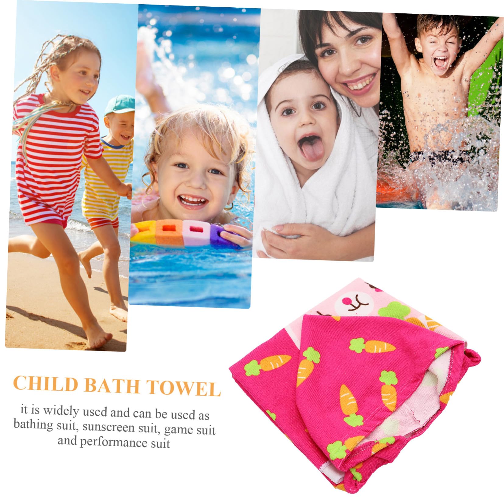 STOBAZA 2pièces Serviette De Plage à Capuche pour Garçon Fille Cape De Bain Colorée pour Piscine Détente Et Baignade Motif Cartoon Lapin