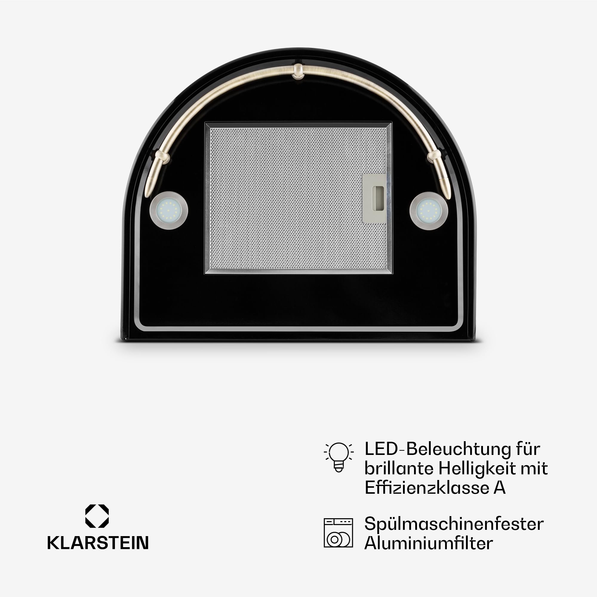 Klarstein Lumio Neo Retro Dunstabzugshaube 60 cm Abluft/Umluft 610 m³/h Edelstahl schwarz