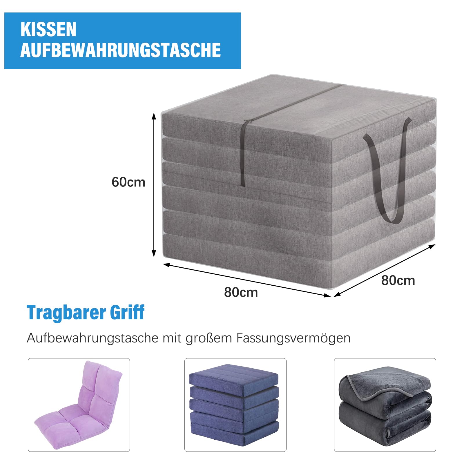Auflagentasche Aufbewahrungstasche XXL Gartenauflagen,Wasserdicht SchutzhüLle Polsterauflagen