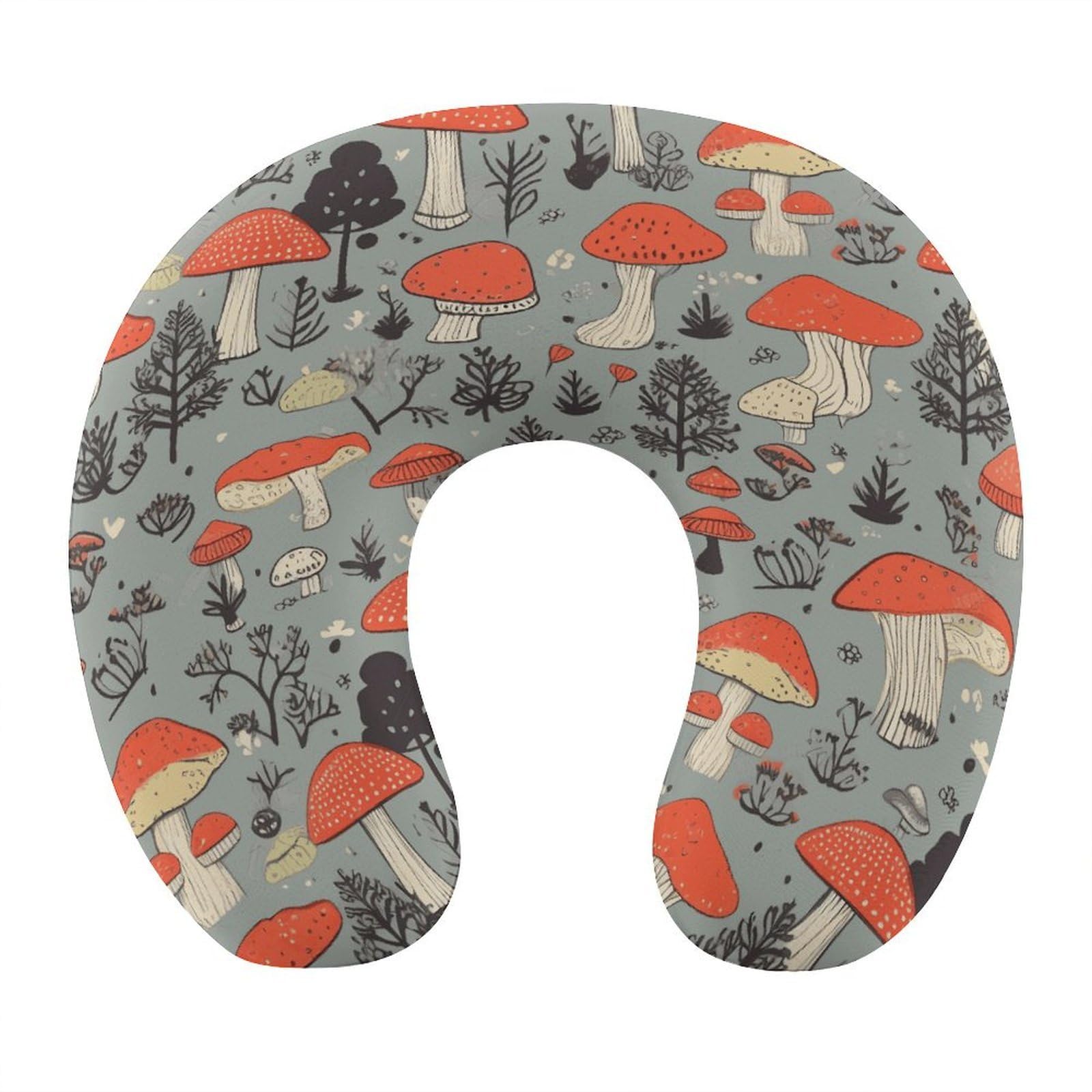 FekiLoot Mushroom2 Travel Pillow,U Shaped Office Napping Pillow Support Neck and Head Comfortable Travel Neck Pillow U Shape Sleeping Essentials for Long Haul Flights