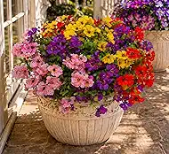 Artificial Flowers for Outdoors, 8 Bundles Faux Silk Spring Flowers for Outside for Planter Front Door Porch Yard Patio Window Box Home Decor