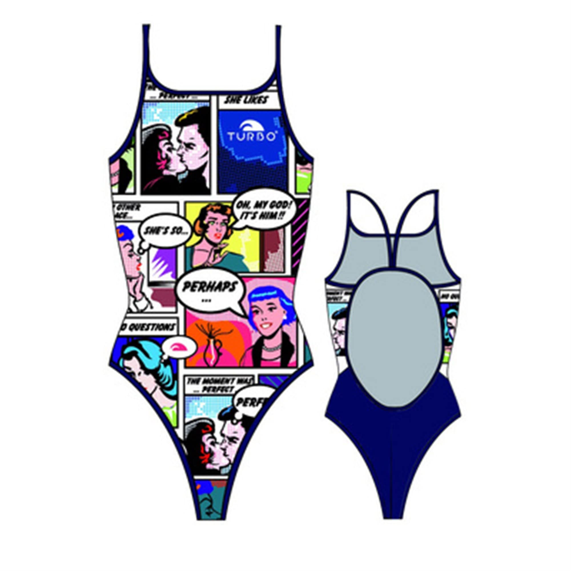 TurboTronic Comic - Bañador para Mujer, Multicolor, XXL