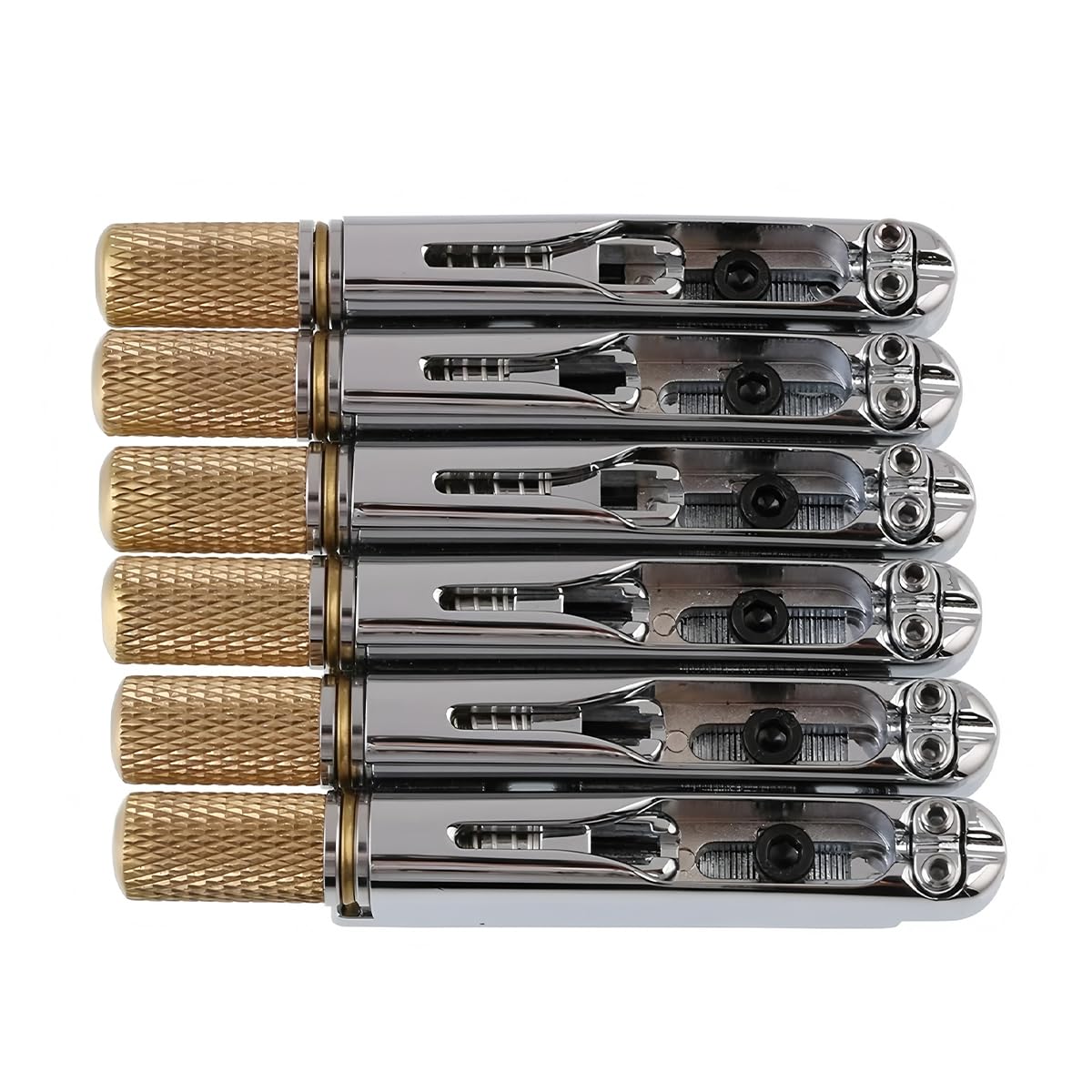Grobo Cordal De Puente De Guitarra Eléctrica Sin Cabeza De 6 Cuerdas De 10,5 Mm, Dispositivo De Bloqueo De Cuerda Fija De Guitarra, Plateado
