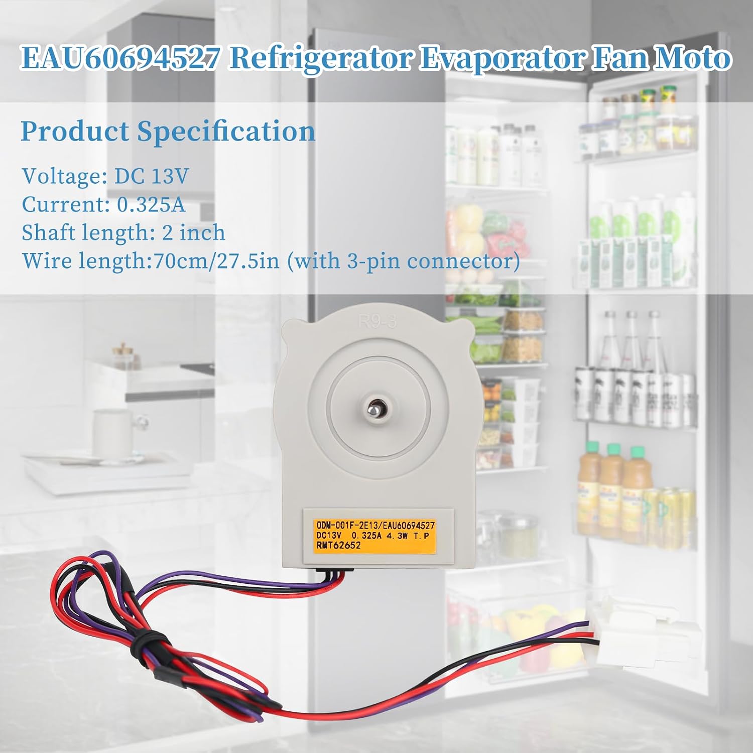 EAU60694527 ODM-001F-2E13 Refrigerator Evaporator/Condenser Fan Motor Compatible with LG Kenmore Refrigerator， Replace PD00028240 2666338 AP5679654 PS7791877 EAP7791877