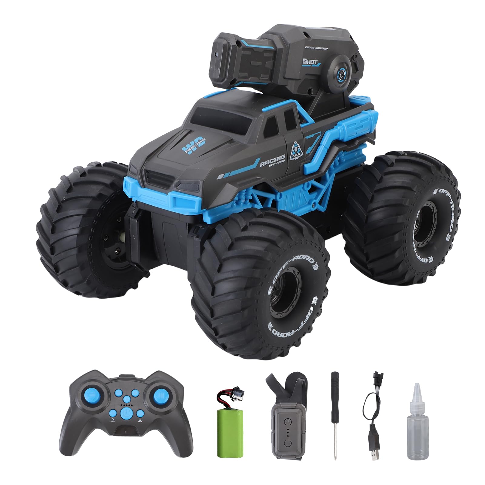 Coche anfibio RC, vehículo teledirigido por agua y terrestre con función de pulverización de agua, camión de juguete todoterreno con reconocimiento de gestos, AUT teledirigido para niños y