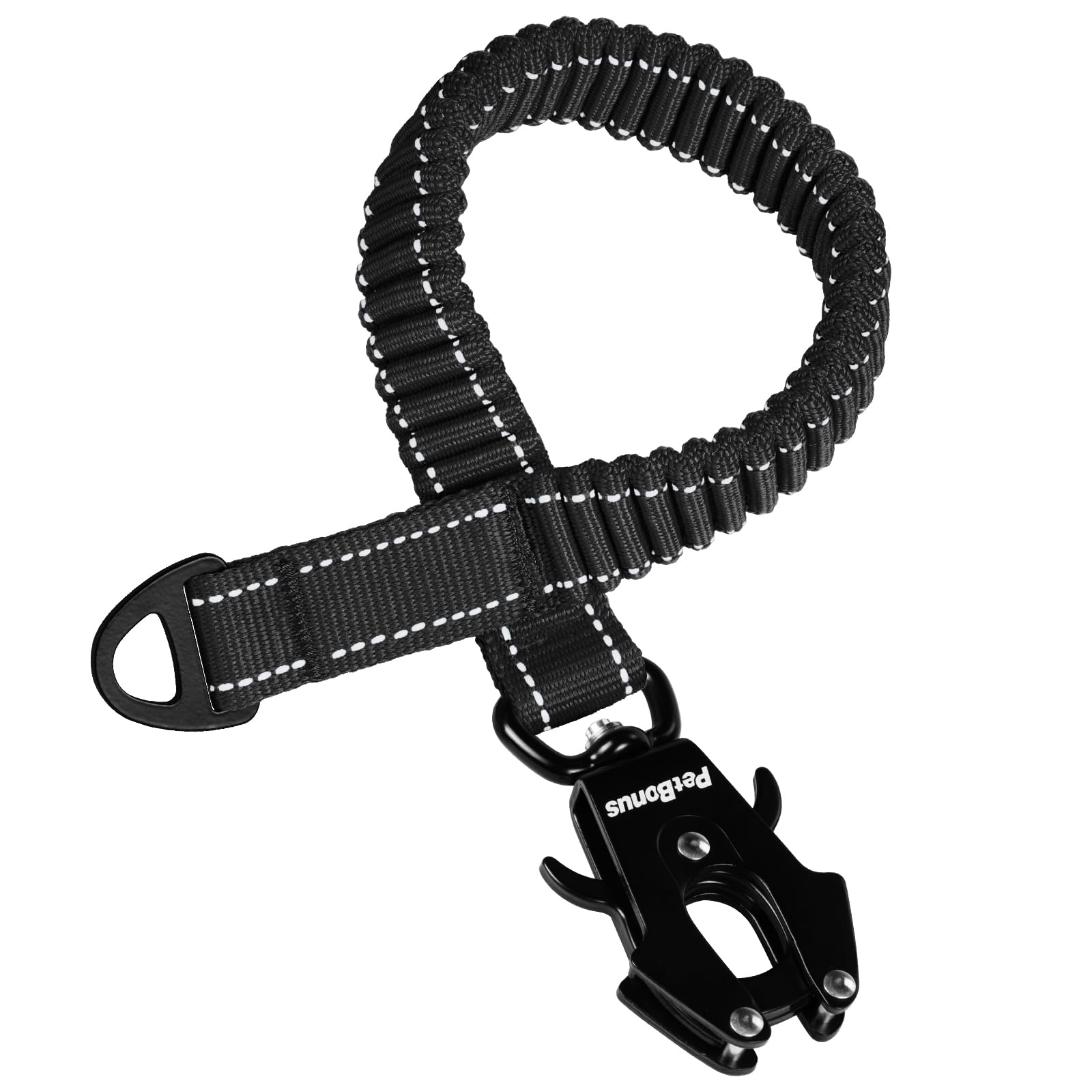 PetBonus Bungee Dog Lead Extension, 45 cm Shock Absorbing Lead Extender, Heavy Duty Medium Large dog Lead Attachment, Reflective Nylon Leash Extender for Walking, Running, Biking (Black)