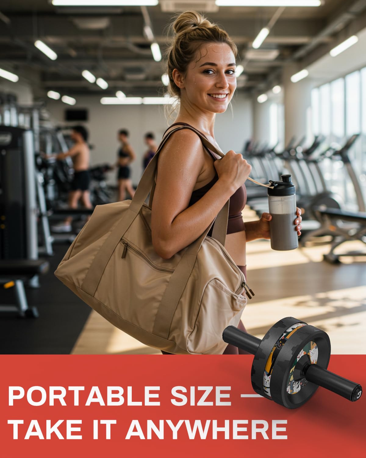 VINSGUIR Ab Roller Wheel, Abs & Core Workout Equipment for Home Gym with Knee Pad Accessories, Abdominal Wheel for Full-body Strength Training: Cat Print