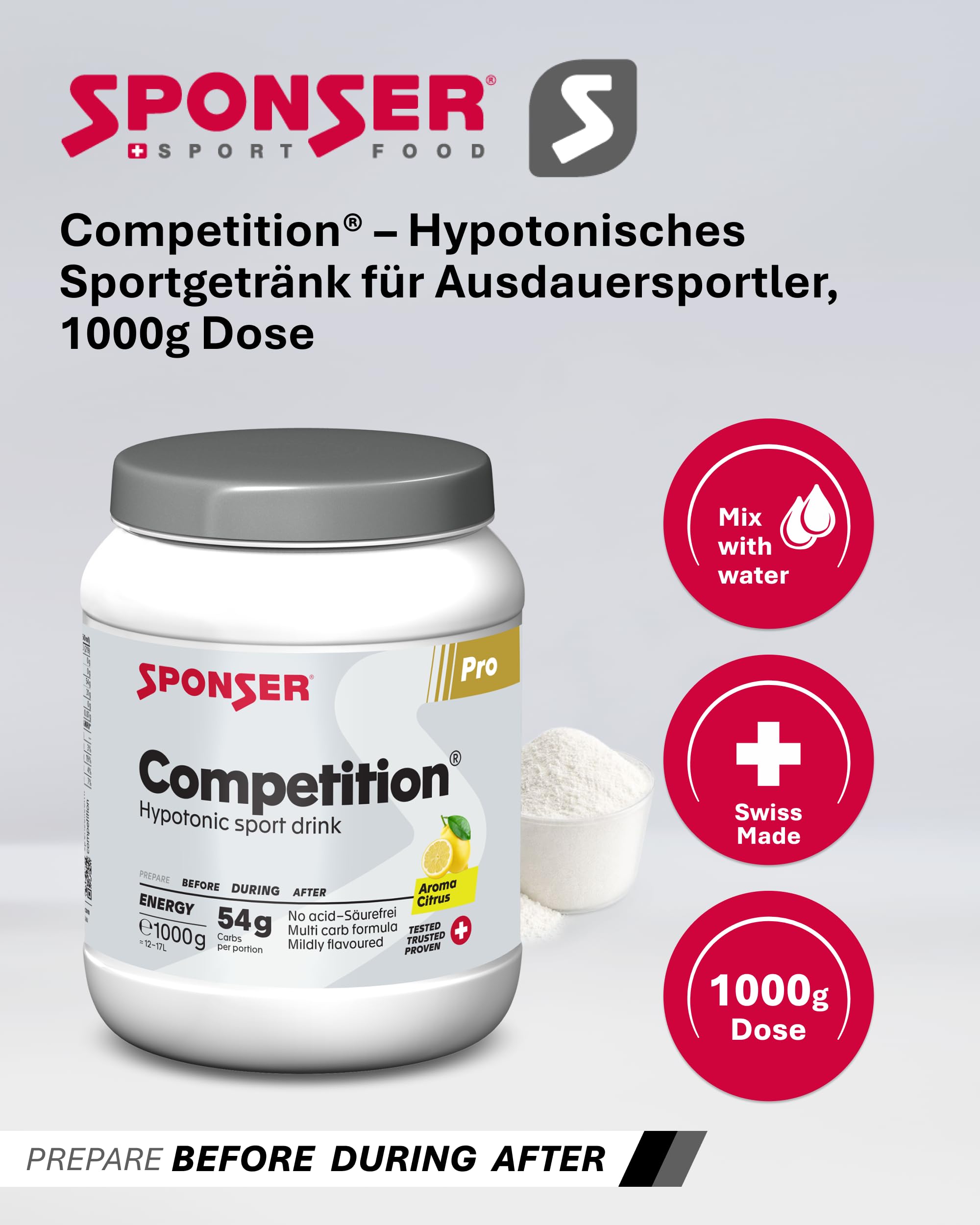 SPONSER Competition® 1000g Dose, Orange, Hypoton und säurefrei