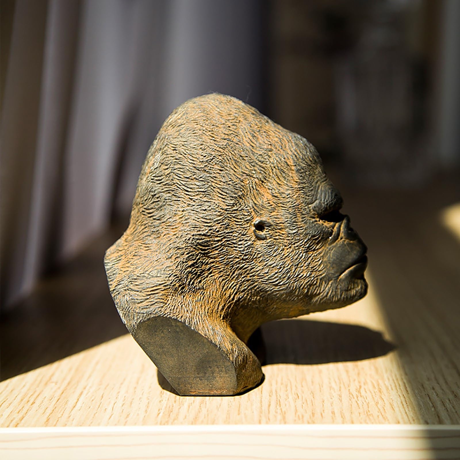 Figurka Gorilla Kong Head Action Figurki, żywiczne posągi zwierząt dekoracje do domu do biura, do odgrywania ról, opowiadania opowiadań zabawki i urodziny dla dzieci(