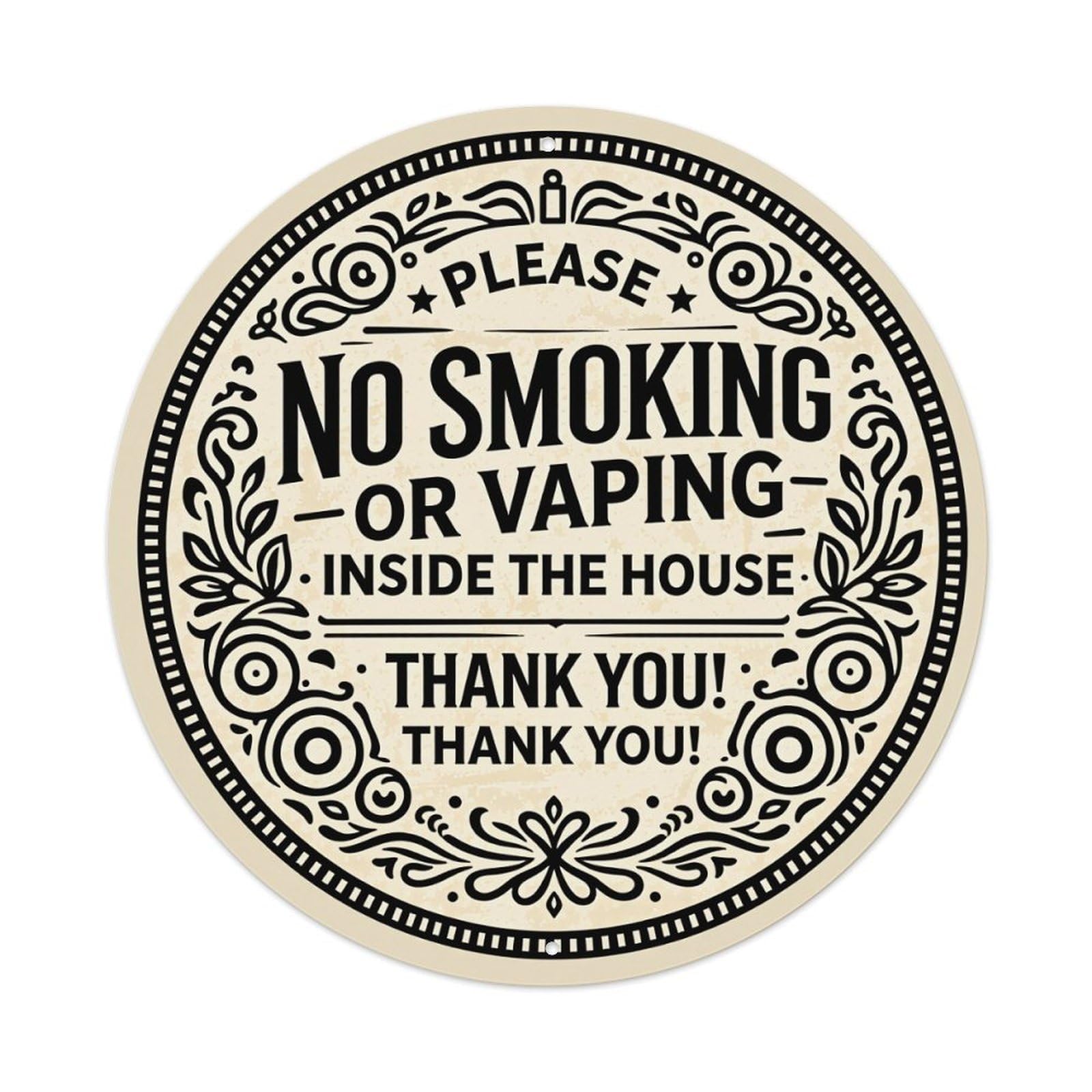Ornate Circular Sign With Text Round Tin Sign Vintage Metal Poster, Home Bar Garage Man Cave Cafe Indoor & Outdoor Wall Decoration 8x8Inches