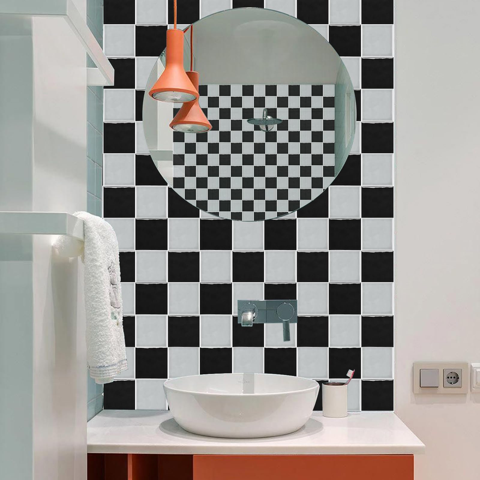 Adesivi per Piastrelle 40 Pezzi 15x15CM Autoadesive da Parete Autoadesivo Decorazione Adesivo murale in PVC Peel and Stick Tiles per Bagno,Cucina,Soggiorno