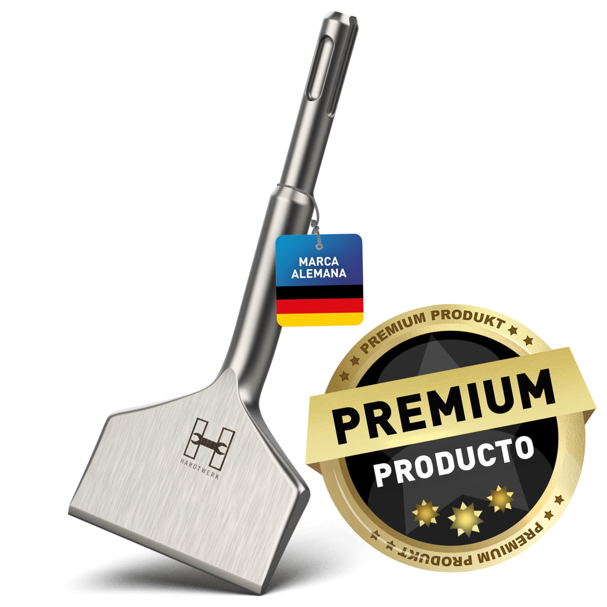 HARDTWERK - Cincel para azulejos Turbo SDS Plus (165 x 75 mm, cincel plano ancho para quitar baldosas y pegamento de baldosas, para perforador, cincel ancho