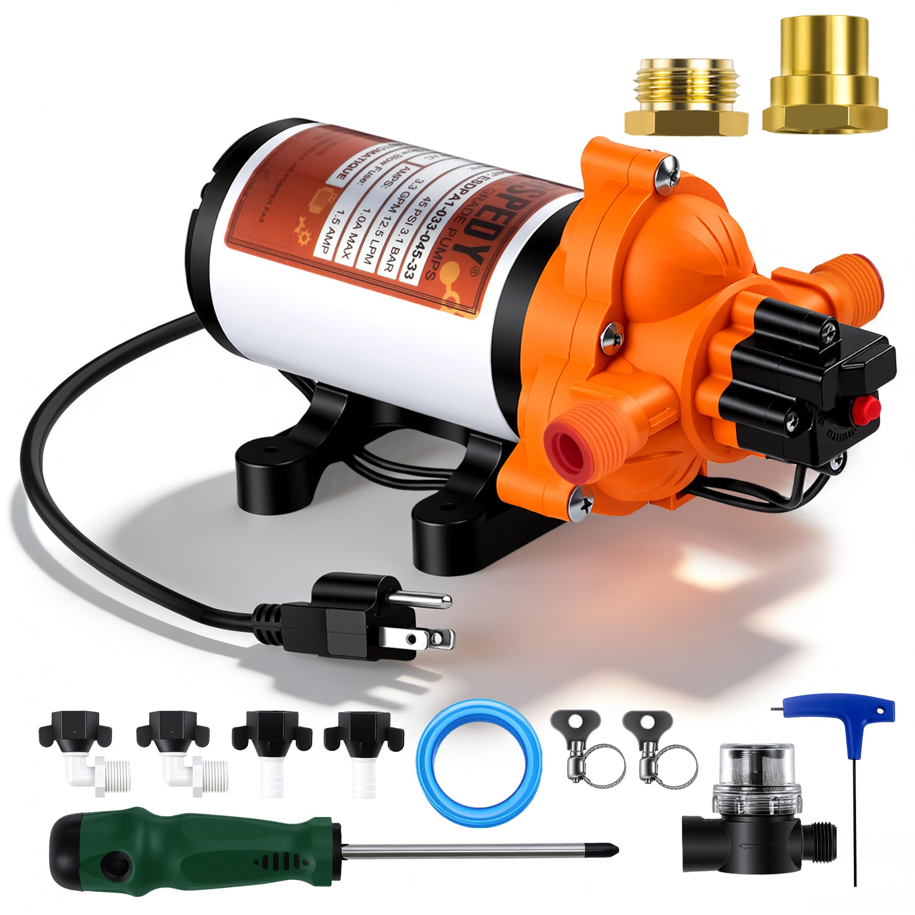 Upgraded 33-Series 115VAC 3.3 GPM, 45 PSI Self-Priming Water Pressure Pump