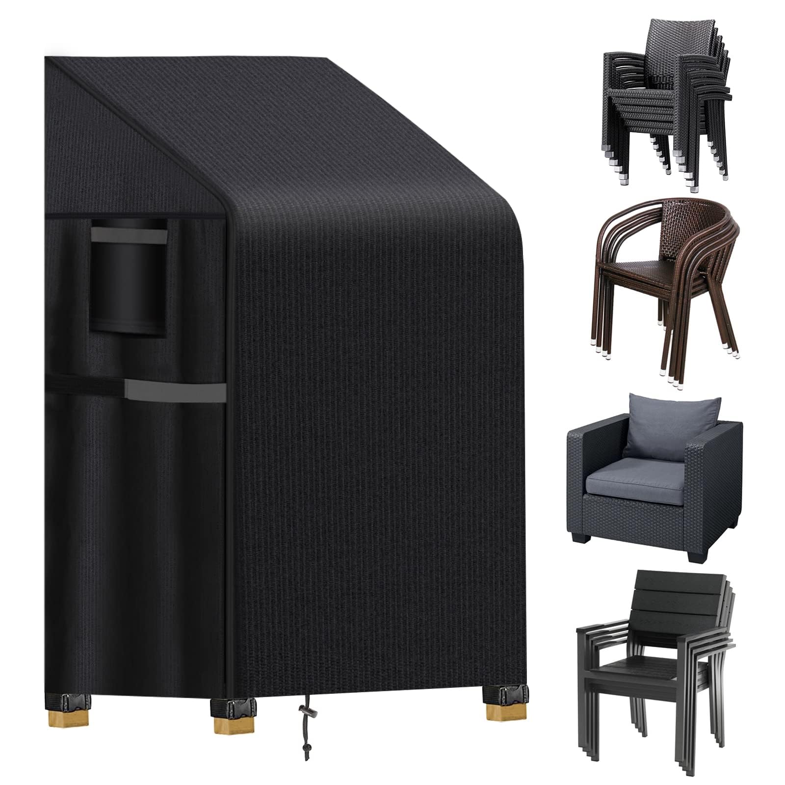 Coprisedie Per Esterno Impermeabile - Tessuto Oxford 420D, Resistente A Vento E Pioggia, Con Cordino - Foto 4