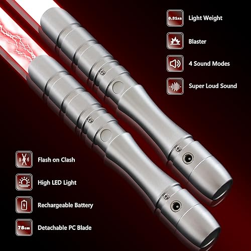 Miniatura 2 de YDDSABER Sable de luz Jedi Sith Dueling, empuñadura de metal recargable, 4 modos y sonidos sable de luz para adultos, FOC, sables de luz Blaster FX