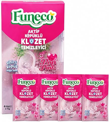 PopPink! Tuvalet Klozet WC Lavabo Temizleyici Aktif Köpüklü Doğa Dostu 4x75g (300g) Aylık Paket