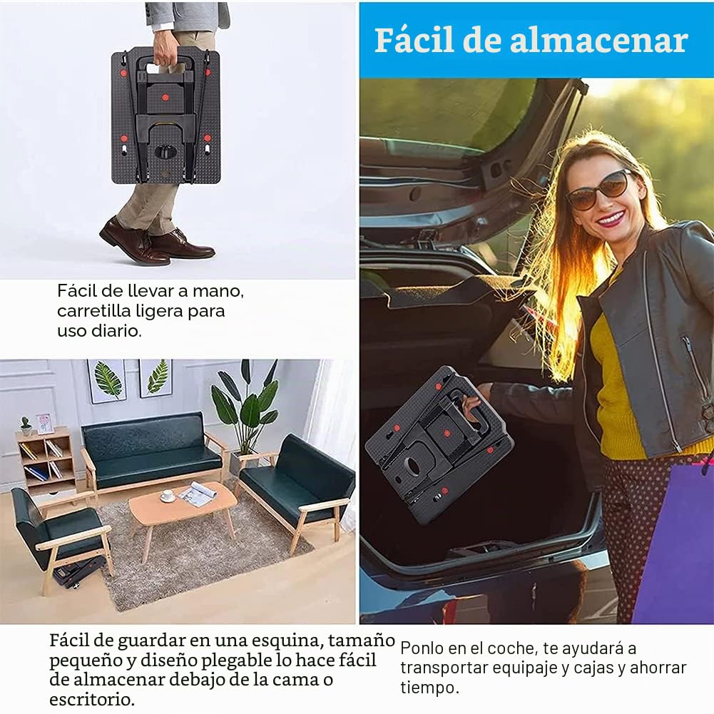 Carro de Mano Plegable, Carro de Transporte MAXBROTHERS con Capacidad de Carga de 50 kg / 110 LB, Carro Plegable con asa Extensible para Equipaje, Compras, Viajes, mudanzas y Oficina (4)