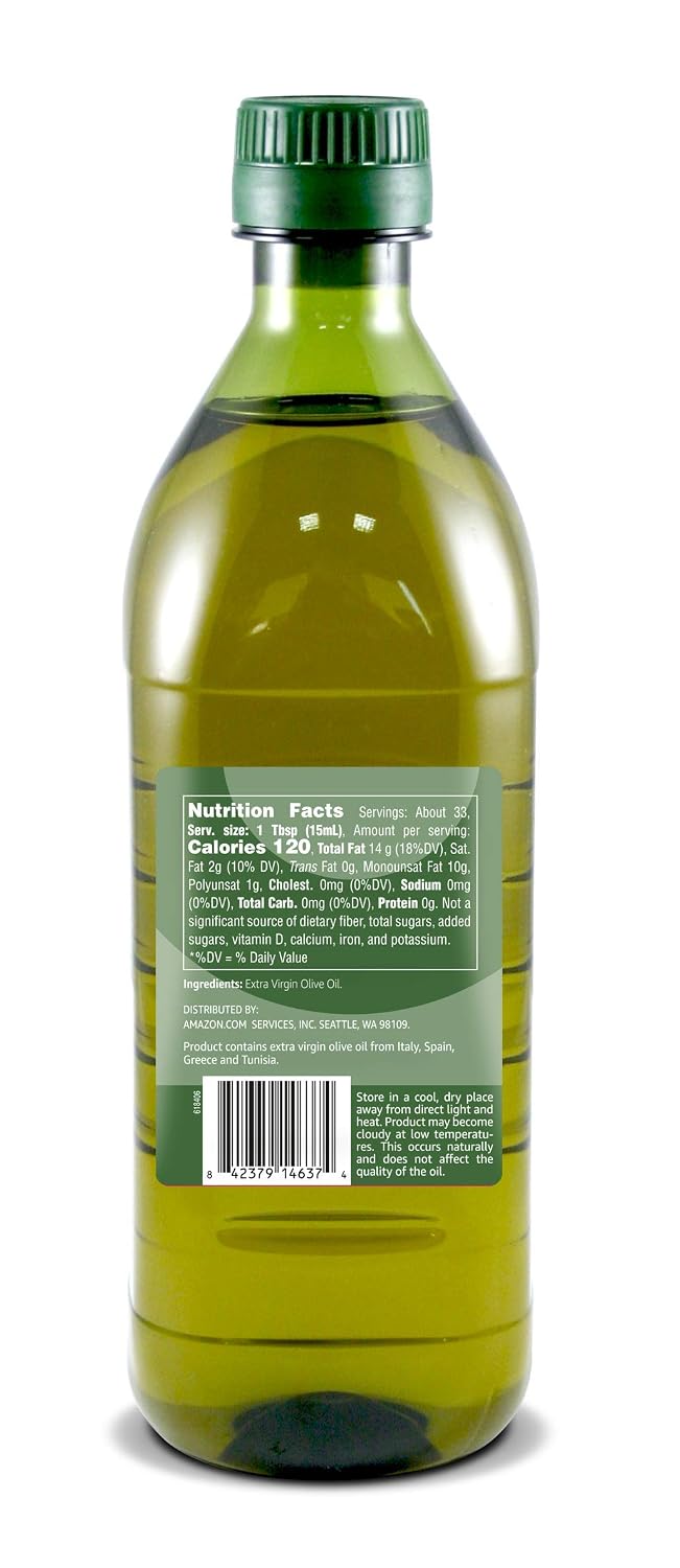 Amazon Brand - Solimo Extra Virgin Olive Oil, Mediterranean Blend, 16.9 fl oz (500mL)