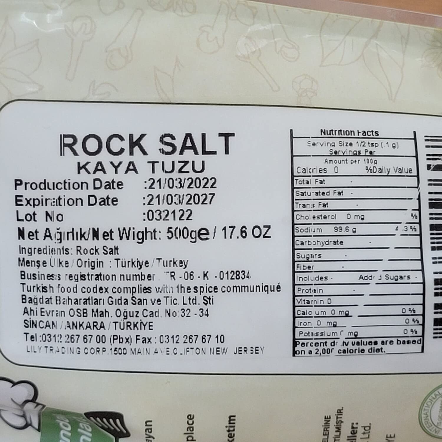BAGDAT KAYA TUZU ROCK SALT 500 GR - Product of Turkiye