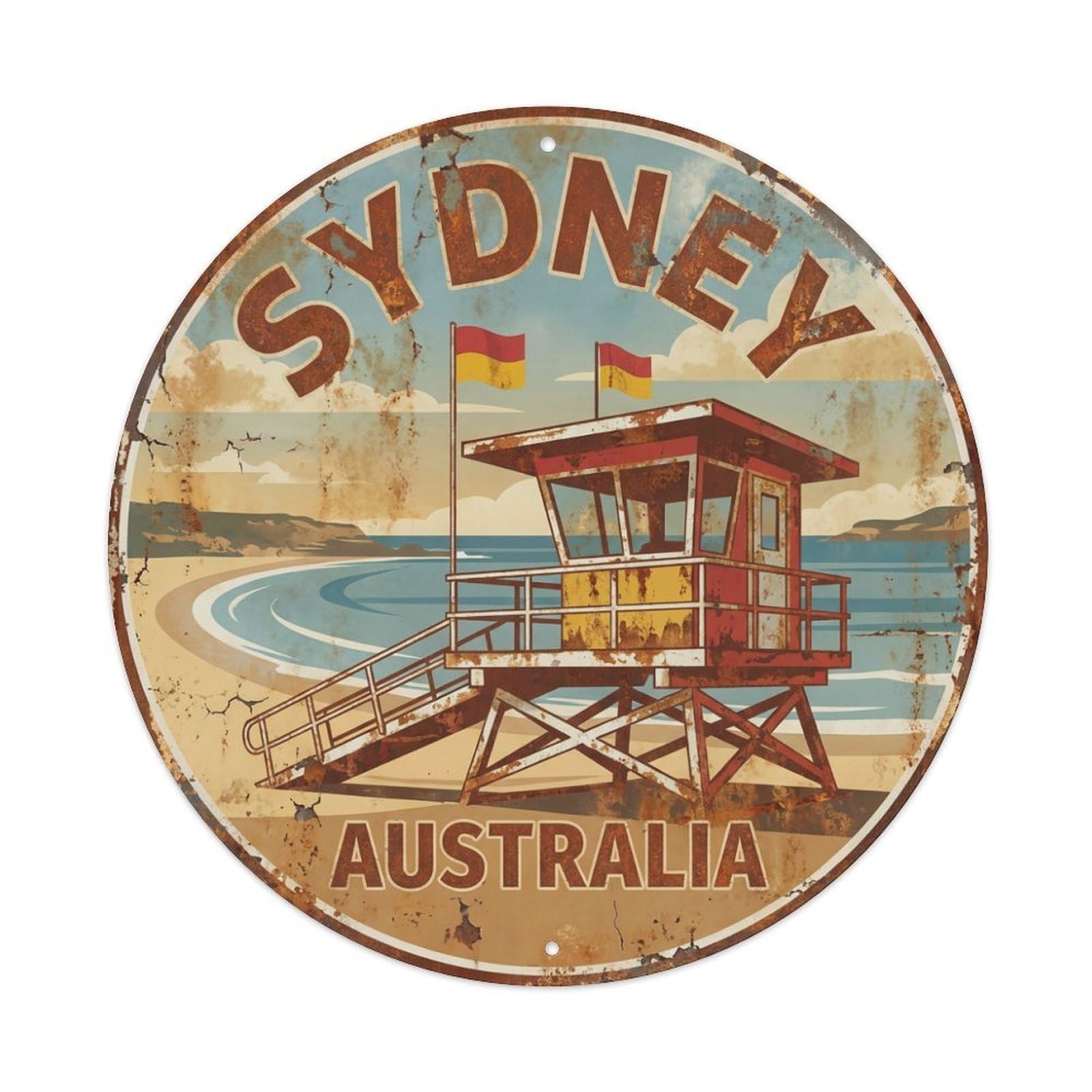 Este 8X8inch Style Vintage Travel Sydney Australia Lifeguard Metal Tin Sign